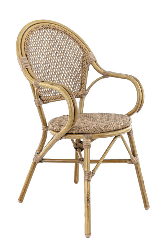 Fauteuil de terrasse noisette 93x56x63 cm Rochelle