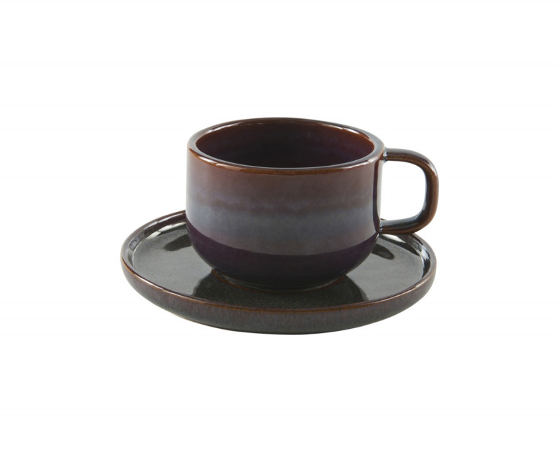 Tasse à thé rond Marron Bleu grès émaillé 21 cl Ø 8,5 cm Amber Accolade