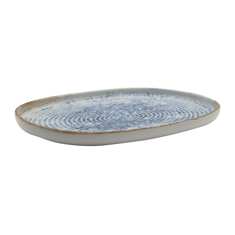 Assiette ovale ovale bleu grès émaillé 33x22,5 cm Ice Accolade