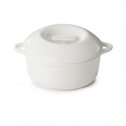 Cocotte avec couvercle rond Blanc albâtre porcelaine culinaire Ø 19 cm Bombance Revol