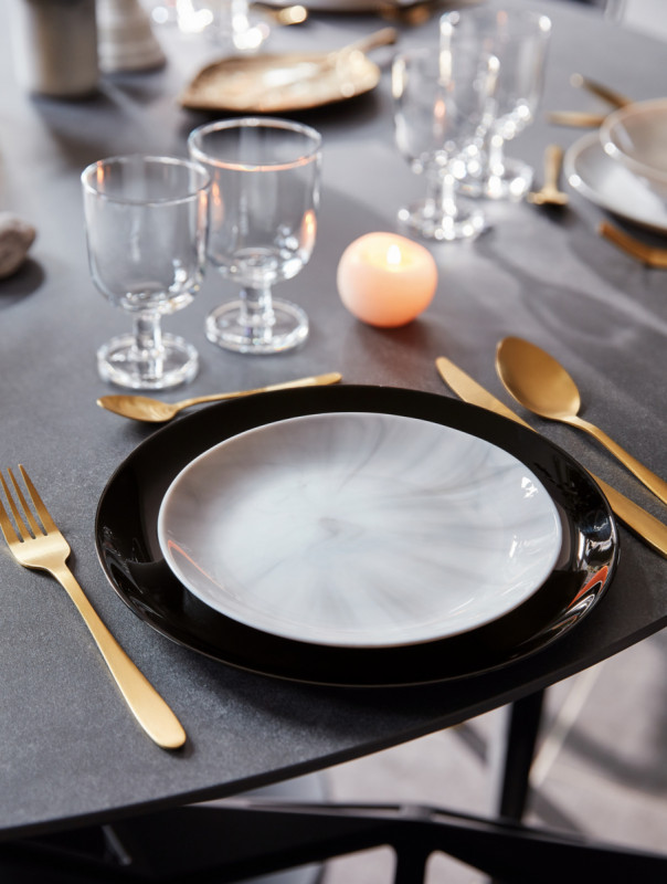 Assiette coupe plate rond gris verre opal Ø 25 cm Diwali Luminarc