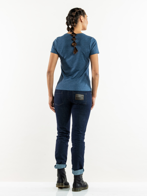 Tee shirt manche courte recyclé bleu XS Tierra Blue Melee Chaud Devant