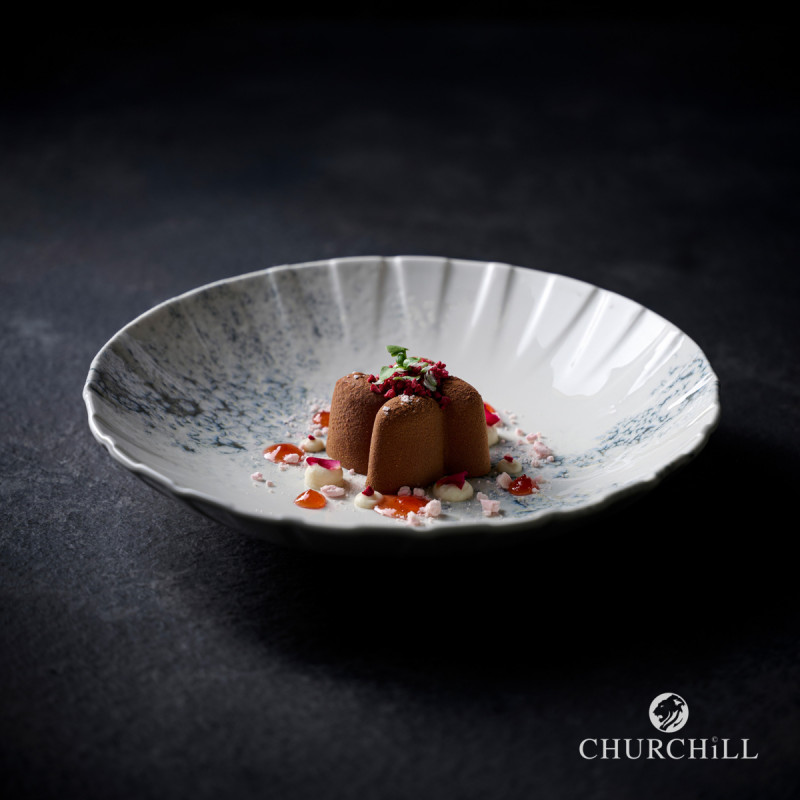 Assiette coupe plate porcelaine vitrifiée Smoke Churchill