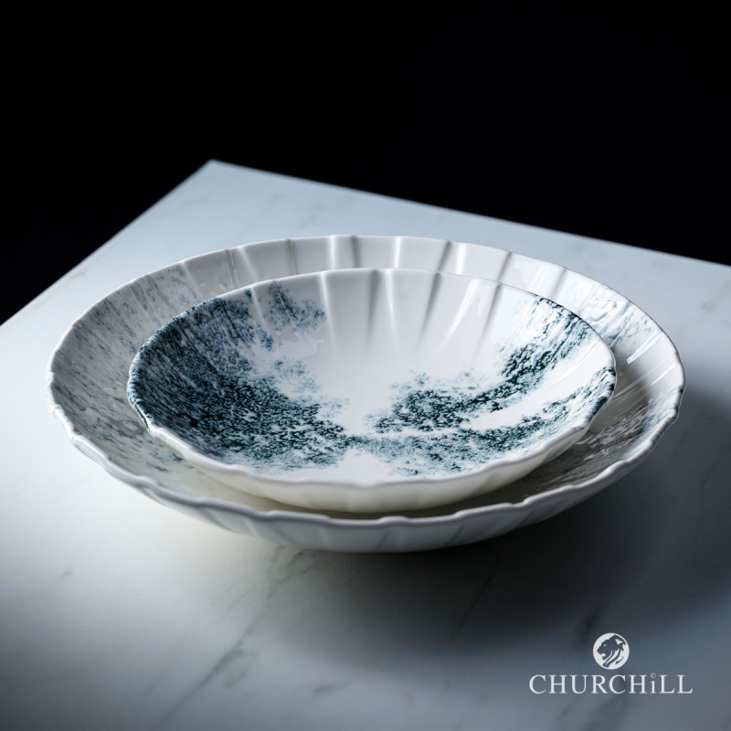 Assiette coupe plate porcelaine vitrifiée Smoke Churchill