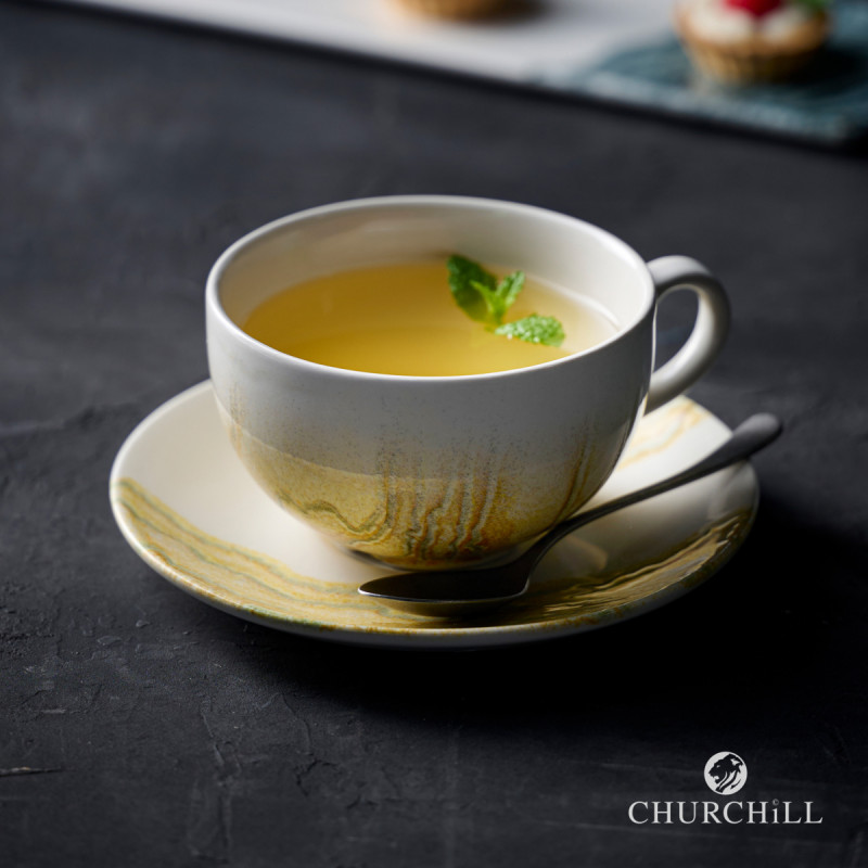 Tasse à cappuccino / thé rond Gold porcelaine vitrifiée 34 cl Ø 11 cm Tide Churchill