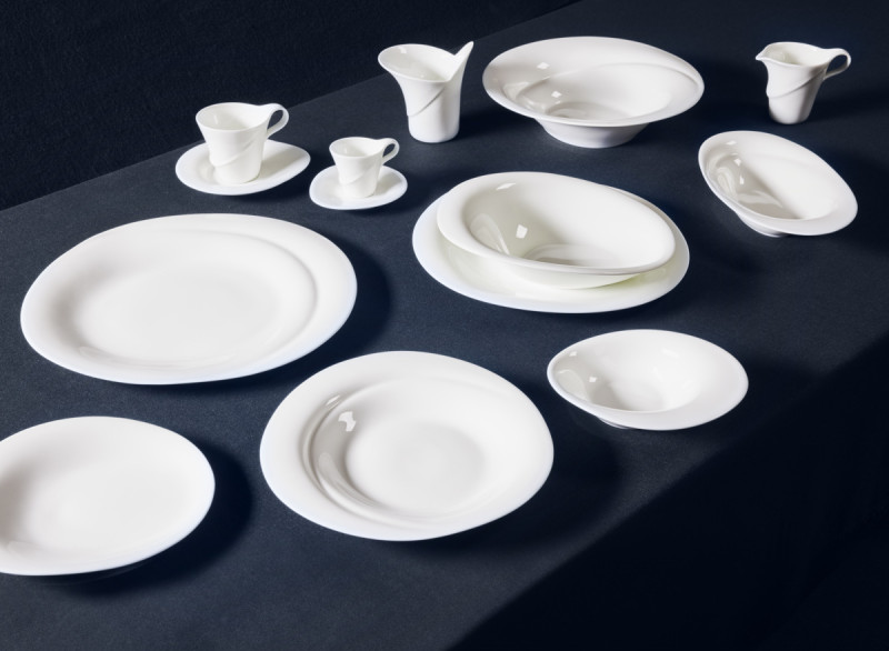 Assiette coupe plate rond blanc porcelaine bone china 20,2x18,4 cm Pose Rak