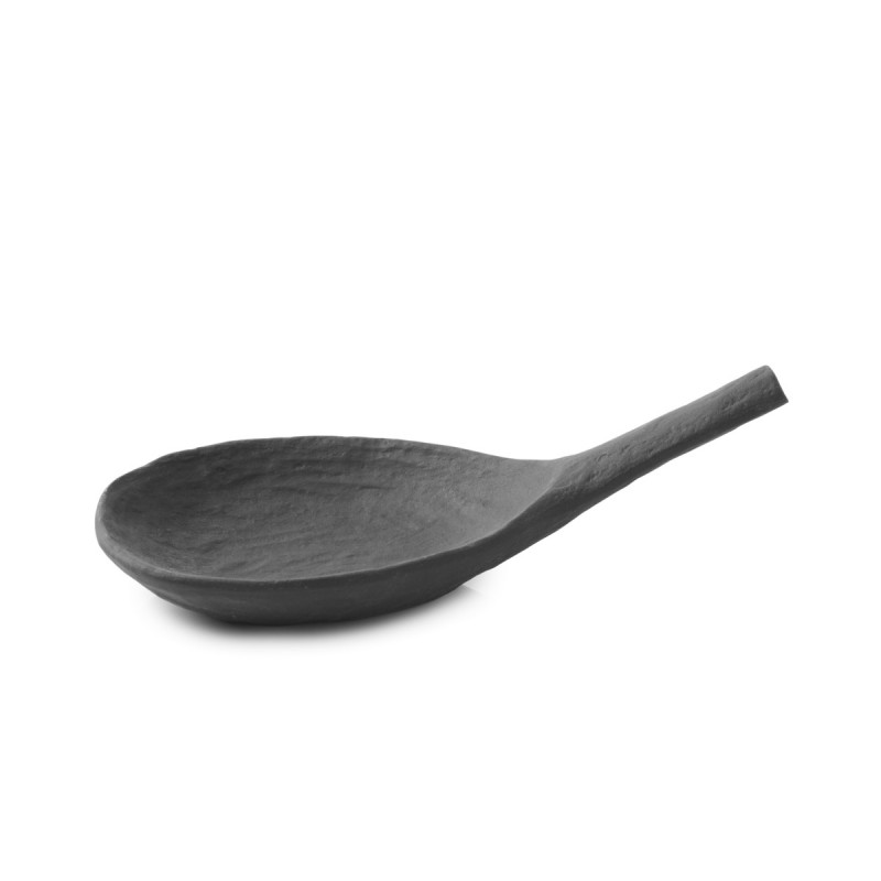 Cuillère amuse-bouche irrégulier Noir brut porcelaine culinaire 9 cm Yli Revol