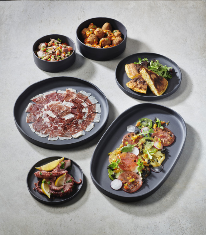 Assiette à bord droit rond noir porcelaine culinaire Ø 14 cm Caractère Revol