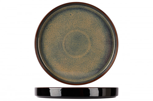 Assiette plate à bord droit rond noir porcelaine Ø 25 cm Bogota Proof