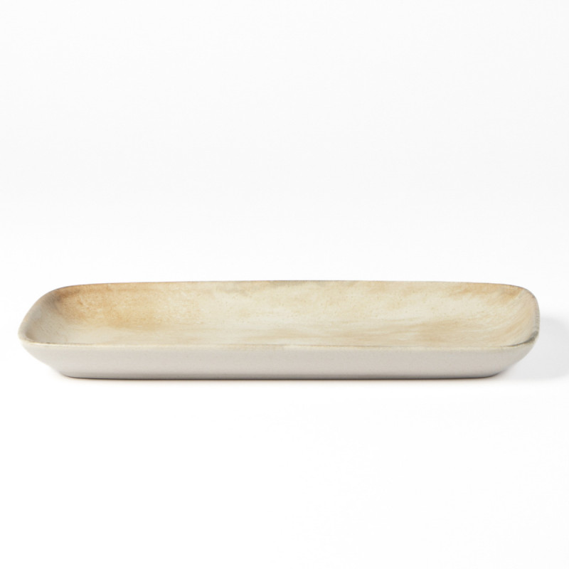 Plat rectangulaire beige grès émaillé 28 cm Sahara Accolade