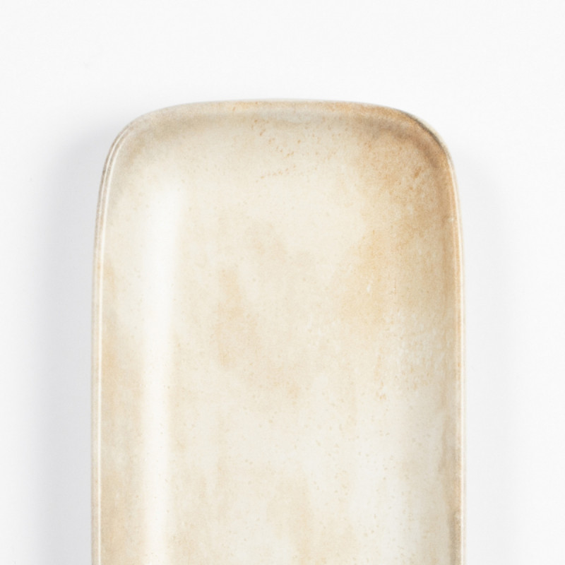 Plat rectangulaire beige grès émaillé 28 cm Sahara Accolade