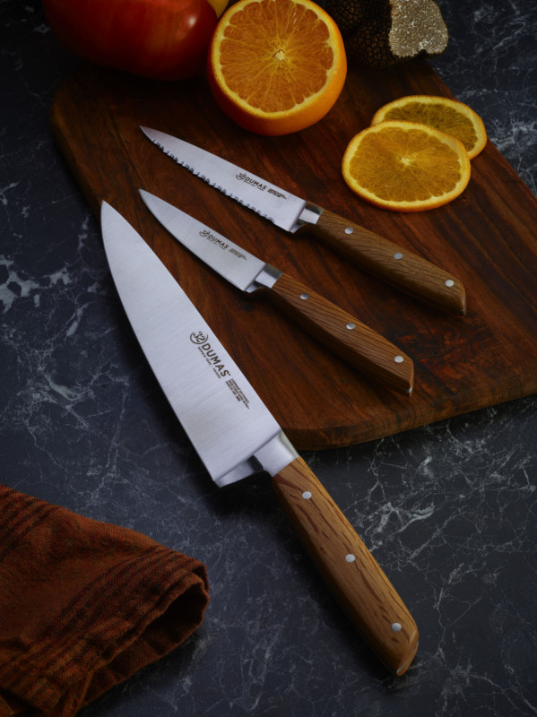 Couteau chef 15 cm inox bois unie Signature Chene Vert 32 Dumas