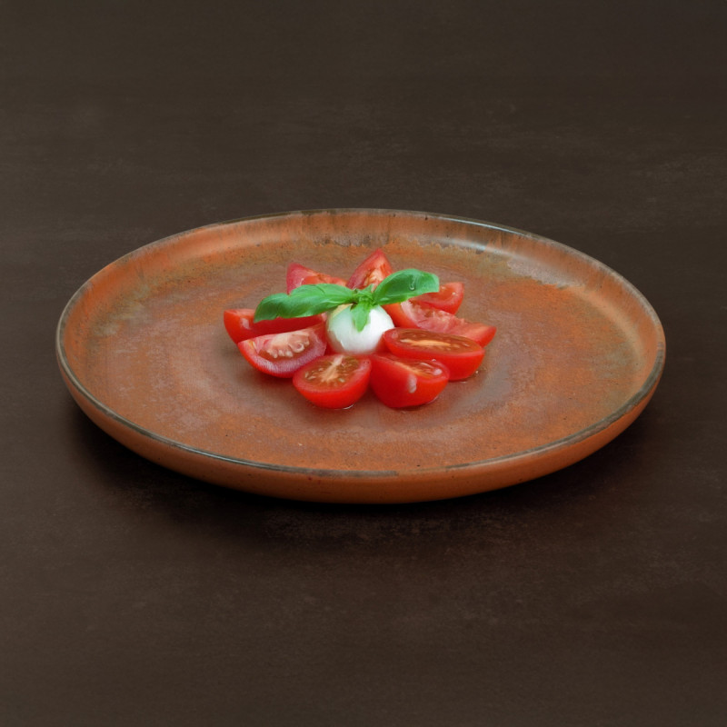 Assiette gourmet rond orange grès émaillé Ø 22 cm 22x22 cm Planet Medard De Noblat