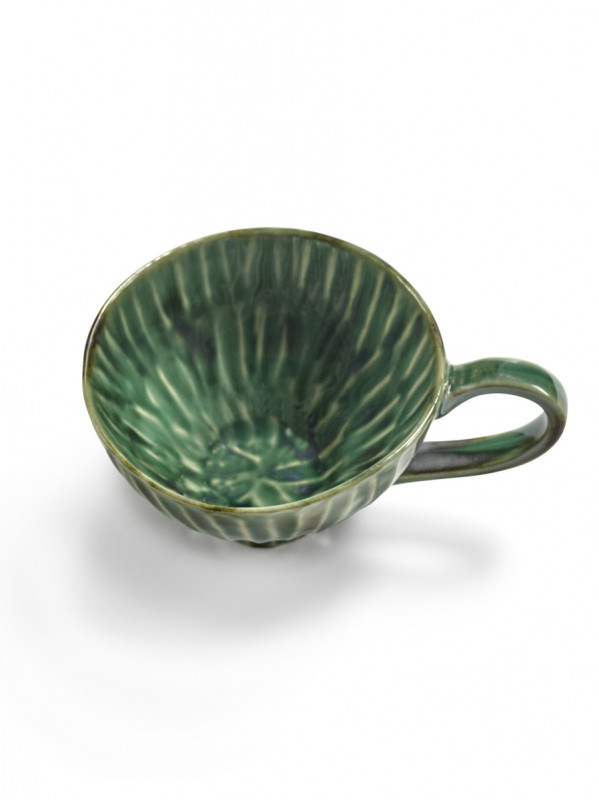 Tasse à cappuccino rond vert grès émaillé 14 cm Ø 14 cm Verde Lanza Serax