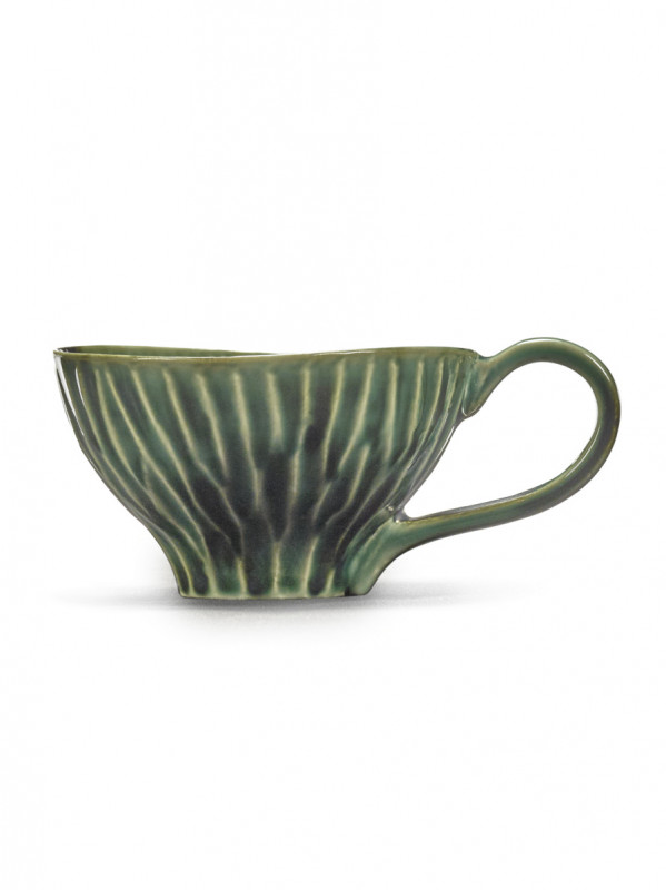 Tasse à cappuccino rond vert grès émaillé 14 cm Ø 14 cm Verde Lanza Serax