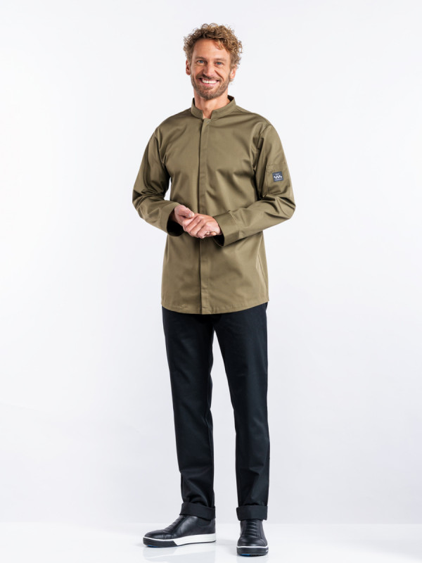 Veste de cuisine manches longues olive S Sabor Chaud Devant